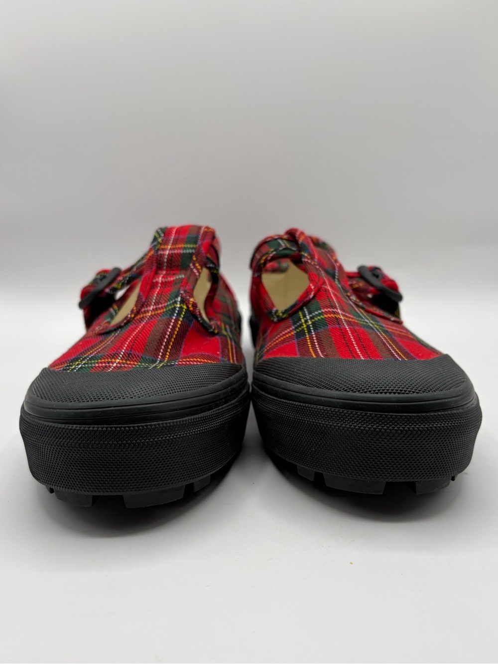 Vans Shoes Womens Size 9.5 Red Plaid Canvas Mary Jane Buckle Strap Casual - Picture 3 of 10